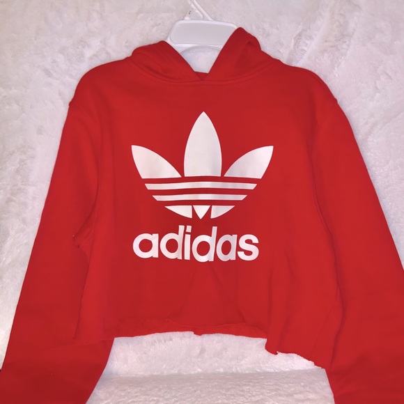 adidas cropped hoodie red